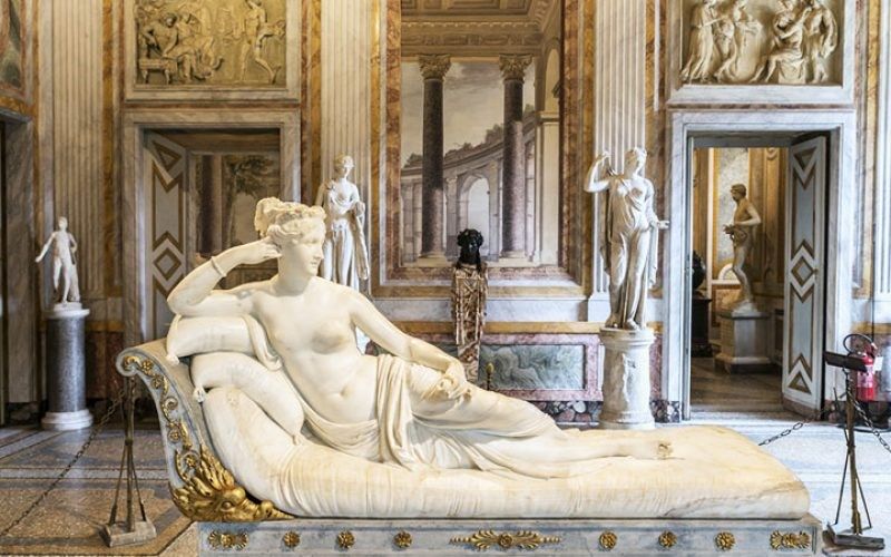 Modelo em mármore de Carrara “Paolina Borghese como Venus Victrix”, 1804-08. Galeria Borghese, Roma.