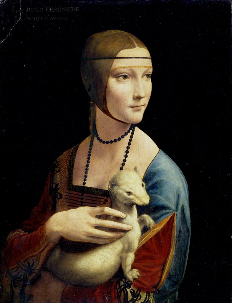 A obra Dama com Arminho (1452-1519), de Leonardo da Vinci, um dos tesouros nacionais da Polônia, foi roubada da coleção dos príncipes Czartoryski, em 1939. Hoje pode ser admirada no Museu Nacional de Cracóvia, na Polônia. (Wikimedia Commons)