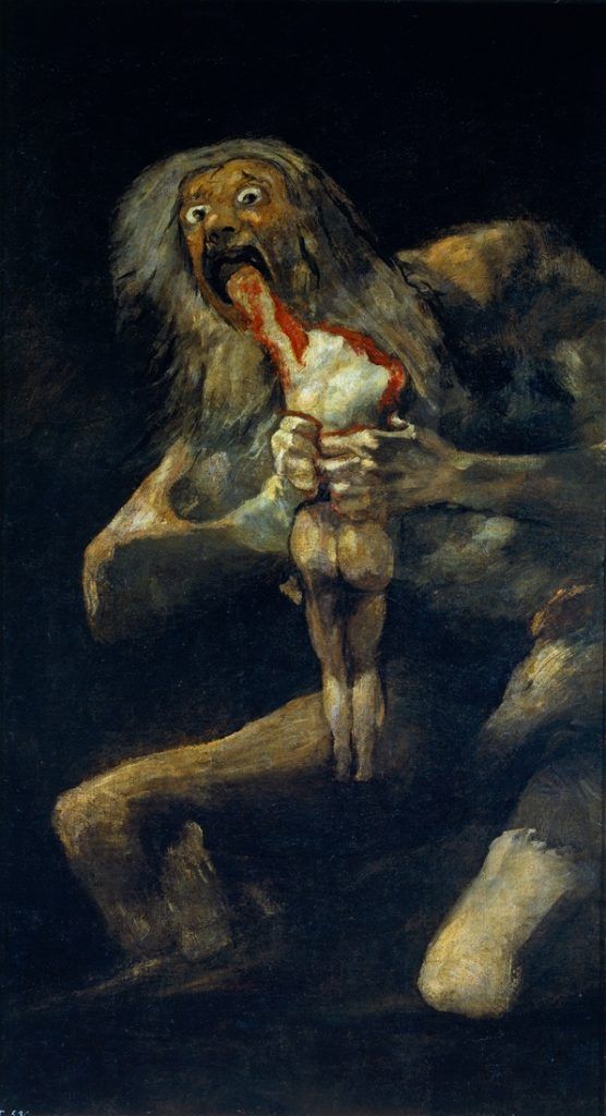 Francisco Goya, Saturno devorando um filho, 18-18 Museu Nacional do Prado, Madri.